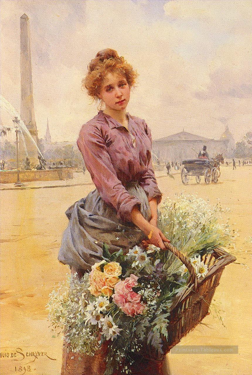 Louis Marie Schryver La Fleur Fille 2 Parisienne Peintures à l'huile